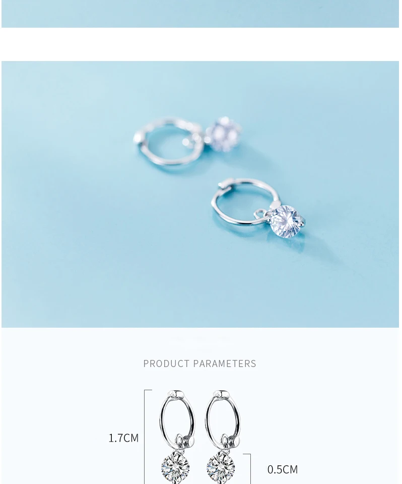 Exquisited 925 Sterling Silver Round CZ Zirconia Hoop Earrings for Women Ear Piercing Clip On Earrings Bohemia Bijoux Brincos (2)