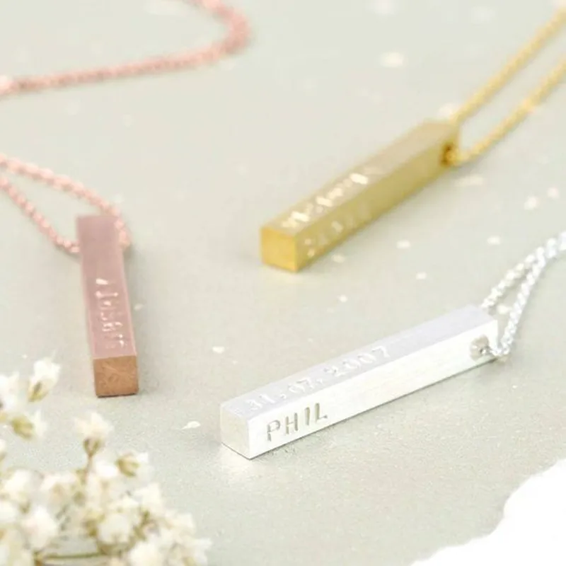 4.5cm Long Stainless Steel Solid Blank or Personalization Customization Bar Disc Necklace Engraved Name Photo | Украшения и