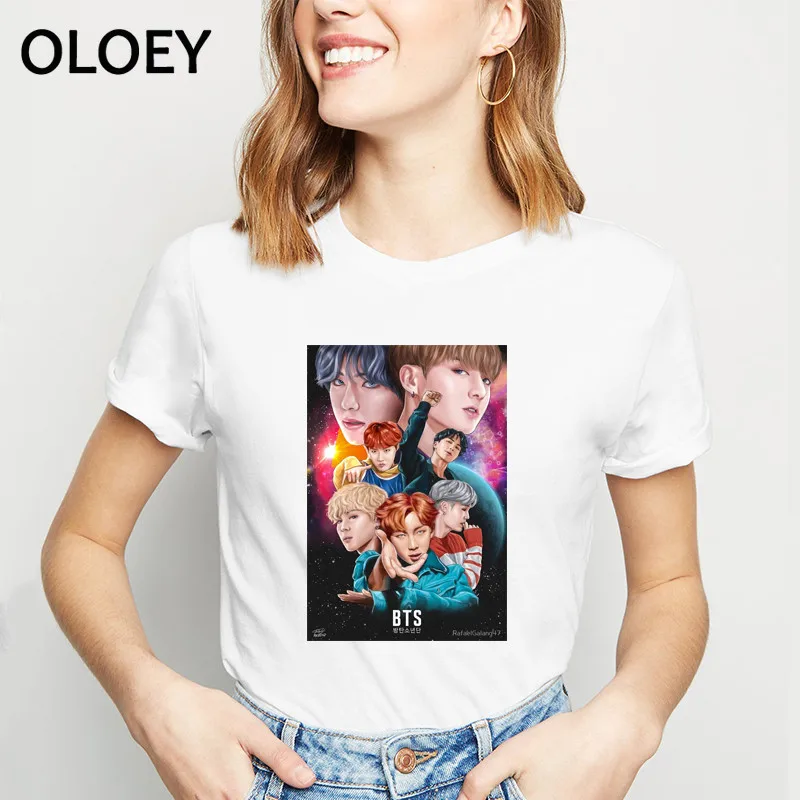 BTS white t shirt women summer tops korean style printed letter T-shirts Women Short Sleeve Casual Bangtan Boy K-pop girl clothe
BTS white t shirt women summer tops korean style printed letter T-shirts Women Short Sleeve Casual Bangtan Boy K-pop girl clothe