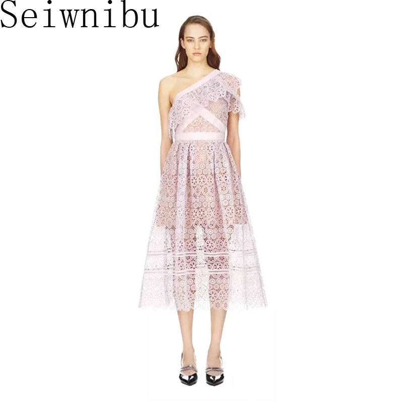 Seiwnibu One Shoulder Self Portrait Women Dress 2018 Summer Lace Patchwork Ruffles Embroidery Crochet Hollow Out Backless Dress
Seiwnibu One Shoulder Self Portrait Women Dress 2018 Summer Lace Patchwork Ruffles Embroidery Crochet Hollow Out Backless Dress