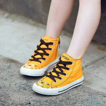 2020 Children canvas shoes girls shoes Sneaker prints yellow high-top Shoes Kid shoes fashion sneaker Flats Lace up size 25-36
2020 Children canvas shoes girls shoes Sneaker prints yellow high-top Shoes Kid shoes fashion sneaker Flats Lace up size 25-36