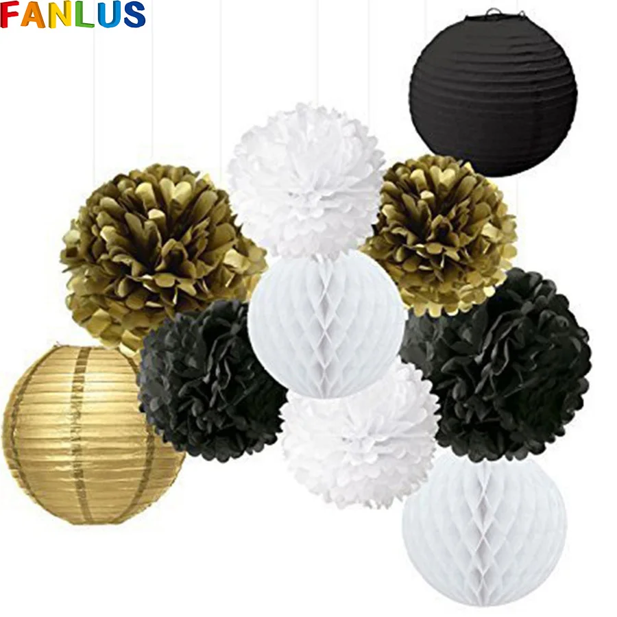 10pcs/Set Black White Gold Artificial Flower Pompom Paper Lantern Bachelorette Party Easter Decor Wedding Baby Shower Decoration
10pcs/Set Black White Gold Artificial Flower Pompom Paper Lantern Bachelorette Party Easter Decor Wedding Baby Shower Decoration