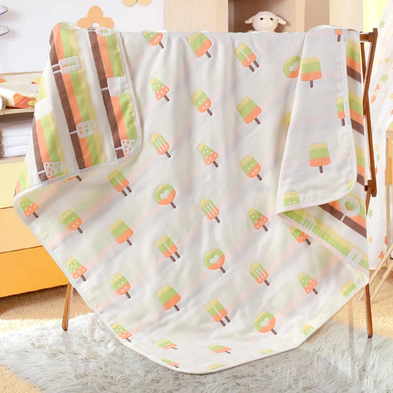 Фото Детская ванночка Полотенца Стёганое одеяло 6 Слои марлевые пеленки для