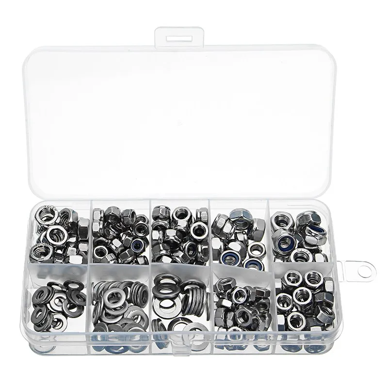 New Arrival MXSN2 255pcs Stainless Steel Nylon Lock Nuts Full Nuts Washers Kit Self Lock Nut M4 M5 M6
New Arrival MXSN2 255pcs Stainless Steel Nylon Lock Nuts Full Nuts Washers Kit Self Lock Nut M4 M5 M6