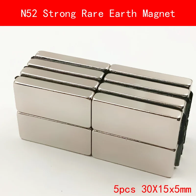 5PCS 30x15x5mm N52 Super Strong Rare Earth Magnet Permanent N52 Ndfeb Magnets 30*15*5MM
5PCS 30x15x5mm N52 Super Strong Rare Earth Magnet Permanent N52 Ndfeb Magnets 30*15*5MM