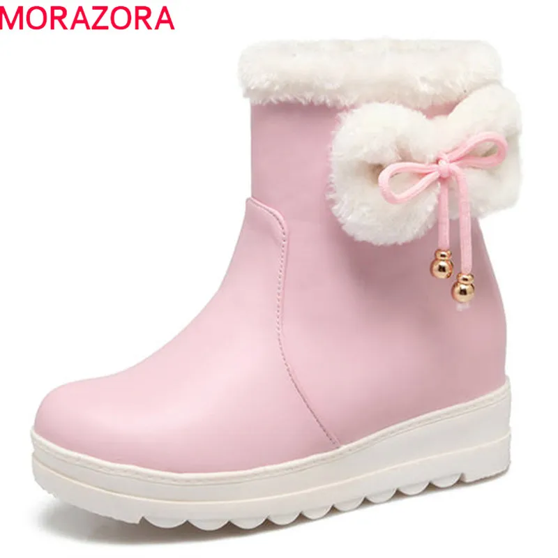 MORAZORA 2018 hot sale ankle boots for women pu fashion winter snow boots keep warm comfortable platform shoes woman sweet pink
MORAZORA 2018 hot sale ankle boots for women pu fashion winter snow boots keep warm comfortable platform shoes woman sweet pink