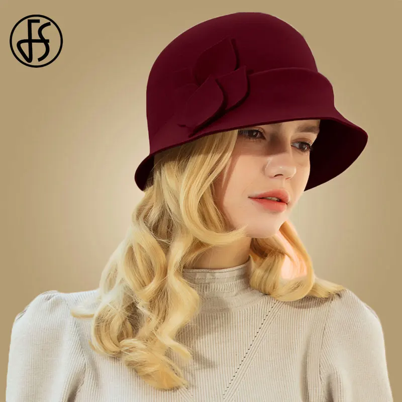 FS Black Red Fedora Hats For Women Wool Felt Hat Winter Ladies Church Hats Cloche Winter Flowers Wide Brim Fedora Chapeau Femme
FS Black Red Fedora Hats For Women Wool Felt Hat Winter Ladies Church Hats Cloche Winter Flowers Wide Brim Fedora Chapeau Femme