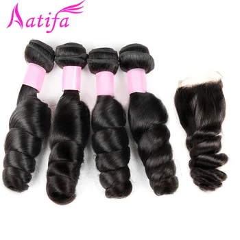 Brazilian Loose Wave Hair with Closure 4x4 inch Human Hair 4 Bundles with Closure 5pcs/lot Aatifa Remy Hair Weave Bundles
Brazilian Loose Wave Hair with Closure 4x4 inch Human Hair 4 Bundles with Closure 5pcs/lot Aatifa Remy Hair Weave Bundles