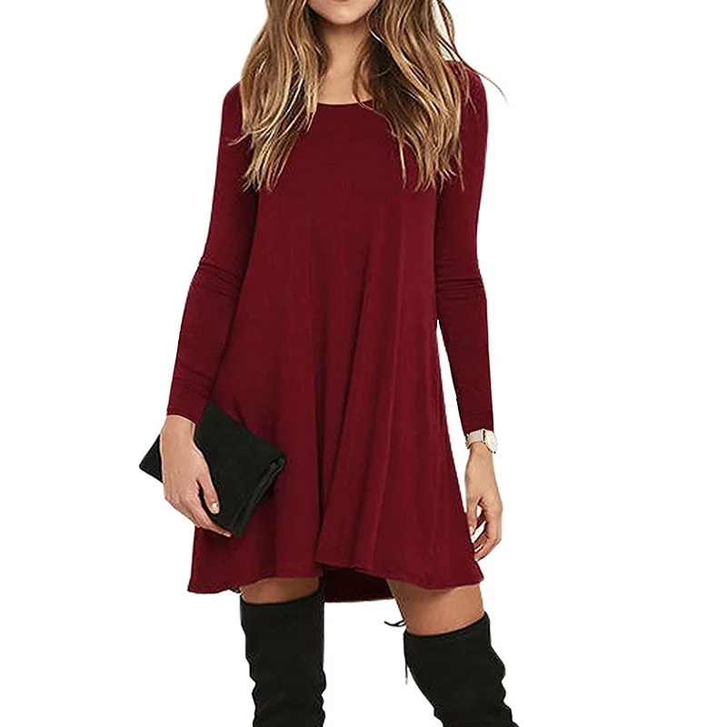 Women New Fashion Long Sleeve Dress Solid Color Loose Pocket Dresses Clothes Womens Autumn Party Dress vestidos verano 2018
Women New Fashion Long Sleeve Dress Solid Color Loose Pocket Dresses Clothes Womens Autumn Party Dress vestidos verano 2018