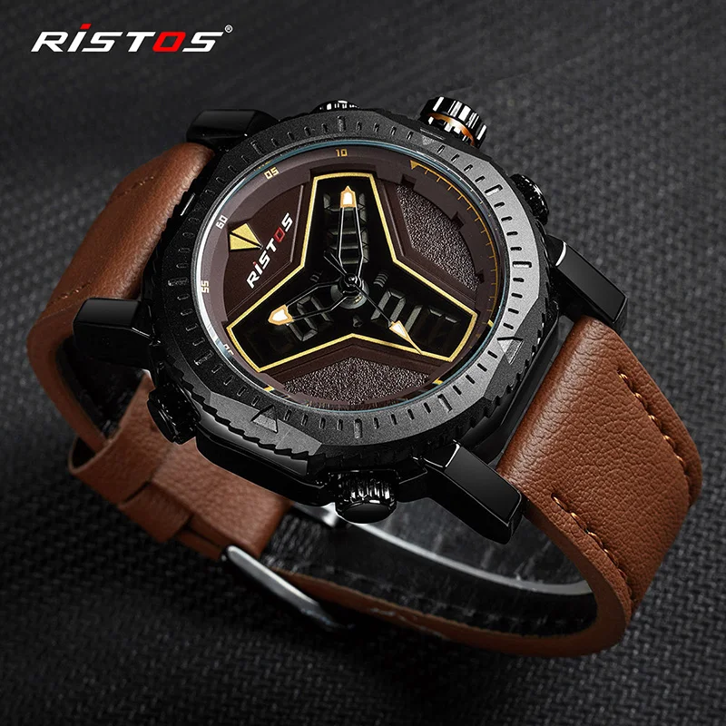 RISTOS Casual Military Men Quartz Watch Fashion Analog Digital Leather Men's Sports Watches Waterproof Dual Wristwatch Gift 9341
RISTOS Casual Military Men Quartz Watch Fashion Analog Digital Leather Men's Sports Watches Waterproof Dual Wristwatch Gift 9341