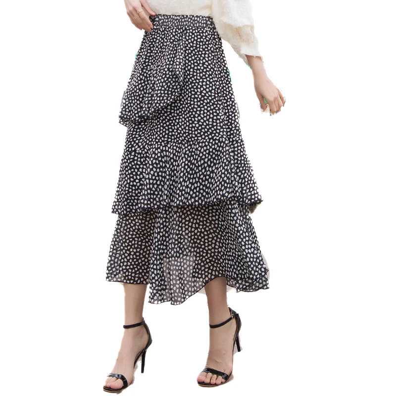 Women Summer Cake Long Chiffon Skirt With Lining High Elastic Waist A-Line Leopard Print Dot Beach Skirt 5Colors
Women Summer Cake Long Chiffon Skirt With Lining High Elastic Waist A-Line Leopard Print Dot Beach Skirt 5Colors