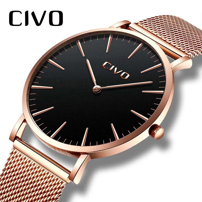 CIVO Ultra Thin Minimalist Watch Men Fashion Casual Waterproof Unisex Wrist Watches With Stainless Steel Mesh Date Women Watches 
CIVO Ultra Thin Minimalist Watch Men Fashion Casual Waterproof Unisex Wrist Watches With Stainless Steel Mesh Date Women Watches