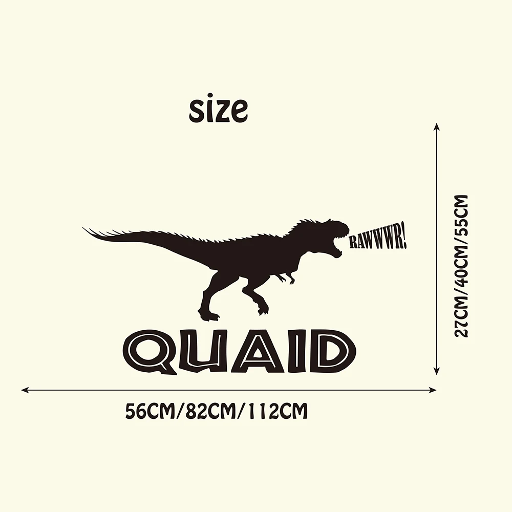 Personalized Dinosaur Name raw Wall Sticker Boy Room Kids Room Cartoon Custom Dino Jurassic Park Name Wall Decal Bedroom Vinyl (1)