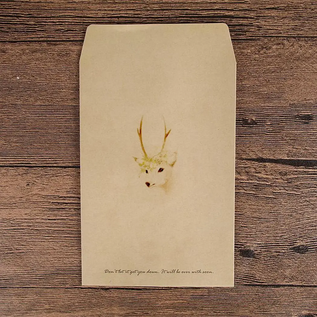 Фото Cute Animal Print Envelopes Kraft Paper Yellow Gift Bag | Канцтовары для офиса и дома