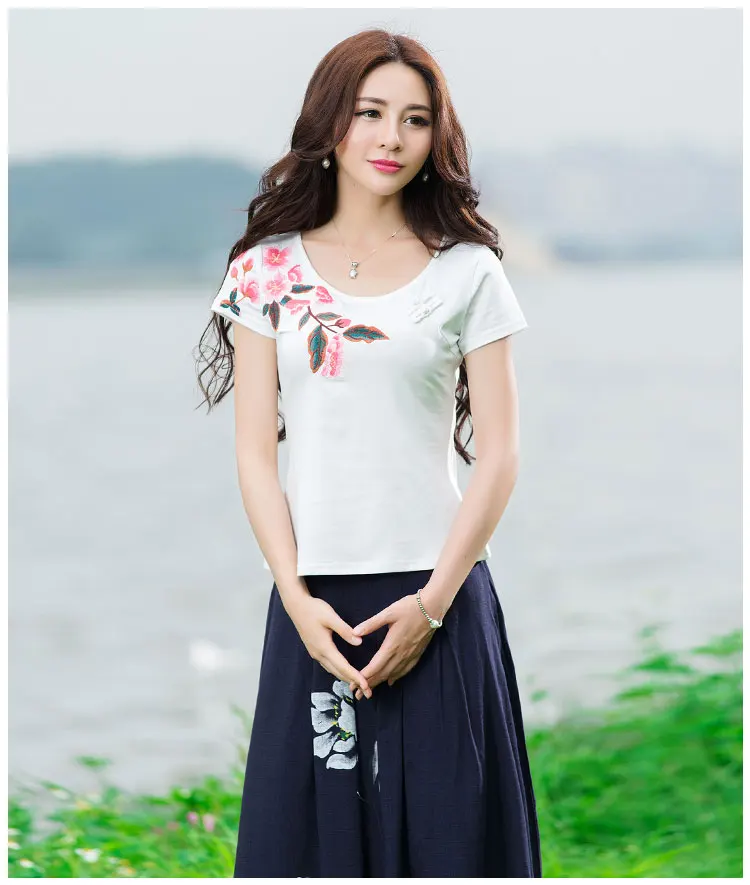 KYQIAO women ethnic white shirt 2019 mori girls summer Chinese style original designer o neck white embroider shirt tee
KYQIAO women ethnic white shirt 2019 mori girls summer Chinese style original designer o neck white embroider shirt tee