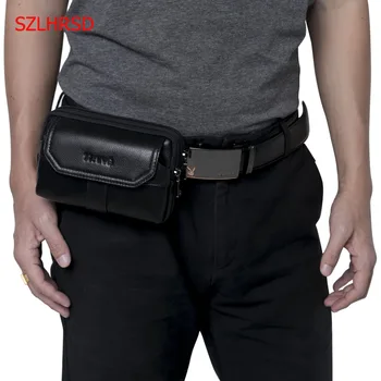 

SZLHRSD New Men's Genuine Leather Waist Pack Cell Phone Case for HomTom S9 Plus/S8/S7/S16/HT50/HT37/HT30/HT26/HT20 Pro/HT16/HT27