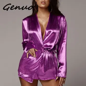 Genuo New Satin Sexy V Neck Bandage Playsuit Women 2 Piece Set Gold Long Sleeve Loose Short Jumpsuits Autumn Casual Overalls
Genuo New Satin Sexy V Neck Bandage Playsuit Women 2 Piece Set Gold Long Sleeve Loose Short Jumpsuits Autumn Casual Overalls