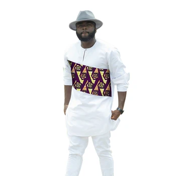 Fashion Men African Clothing Patchwork Tops+Pants Set Africa Style White Cotton Print Male Long Sleeve T-Shirt Customize
Fashion Men African Clothing Patchwork Tops+Pants Set Africa Style White Cotton Print Male Long Sleeve T-Shirt Customize