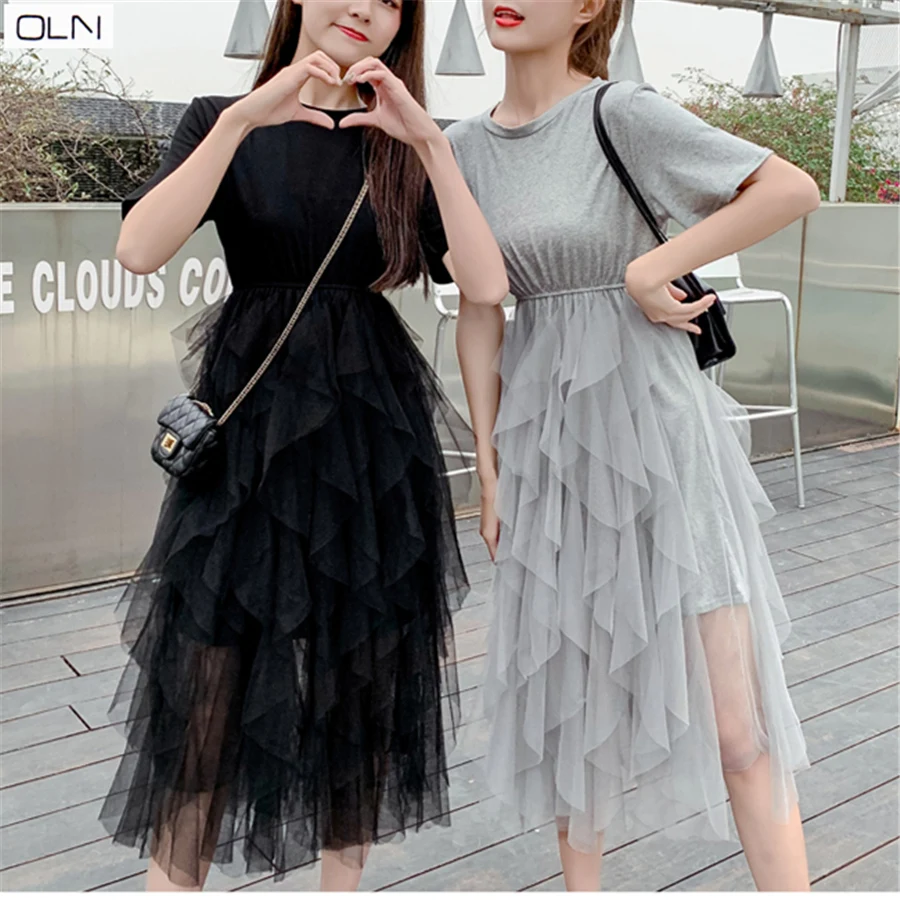 Net yarn dress OLN Korea Dongdaemun spring and summer new long section irregular mosaic dress S-XL 
Net yarn dress OLN Korea Dongdaemun spring and summer new long section irregular mosaic dress S-XL
