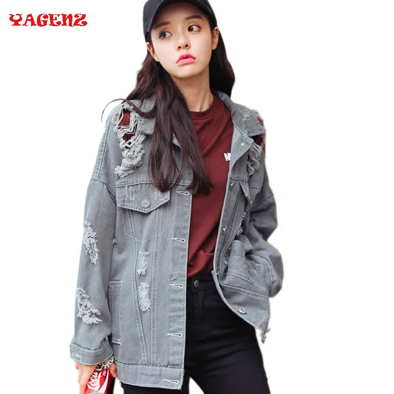Autumn Casual Denim Jacket 2019 Spring Winter Loose Coat Hole Gray Fashion Women Plus Size Fall Casual Jeans jaqueta feminina
Autumn Casual Denim Jacket 2019 Spring Winter Loose Coat Hole Gray Fashion Women Plus Size Fall Casual Jeans jaqueta feminina
