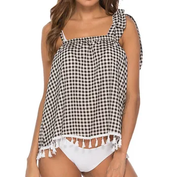 Bikini 2019 Sexy Plaid Strap Tassel Small Vest Swimsuit Shoulder Strap Beachwear Beach Tops Bathing Suit Women traje de bano
Bikini 2019 Sexy Plaid Strap Tassel Small Vest Swimsuit Shoulder Strap Beachwear Beach Tops Bathing Suit Women traje de bano
