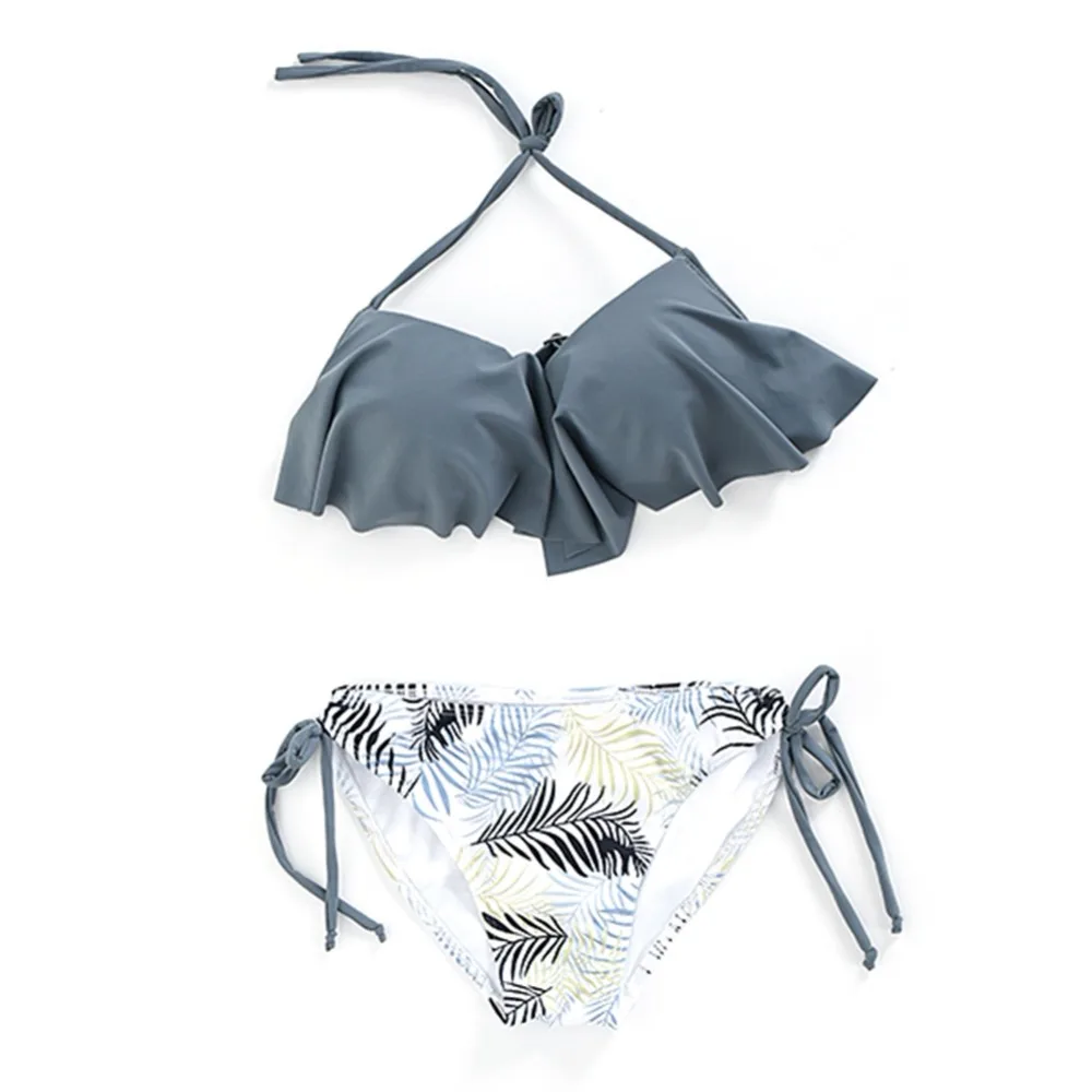 Women Bikini Set Leaf Print Swimsuit Two Piece Bandage Swimwear Padded Ruffled Flounce Halter Strap Swiming Suit Bikini Set
Women Bikini Set Leaf Print Swimsuit Two Piece Bandage Swimwear Padded Ruffled Flounce Halter Strap Swiming Suit Bikini Set