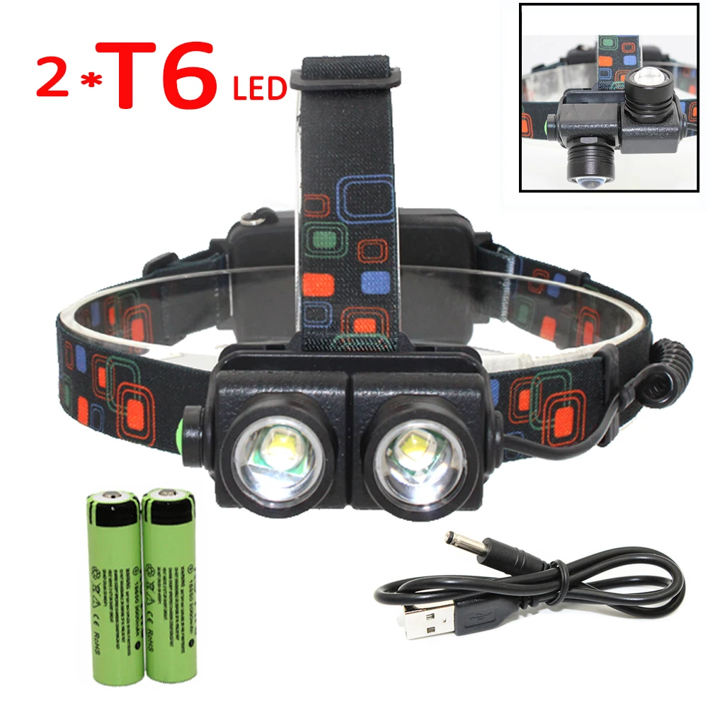 2x XML T6 LED Headlamp Utral Bright Headlight 4 Mode Head Lamp Light Flashlight Torch Lantern + 2x 18650 battery + Charger
2x XML T6 LED Headlamp Utral Bright Headlight 4 Mode Head Lamp Light Flashlight Torch Lantern + 2x 18650 battery + Charger