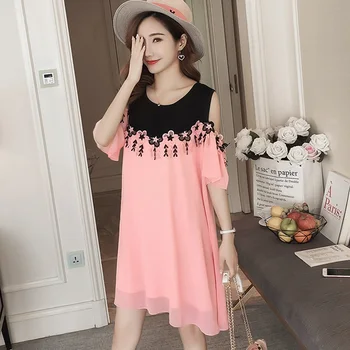 Summer new chiffon stitching fake two pieces maternity dress off shoulder dress Korean fashion pregnancy dress
Summer new chiffon stitching fake two pieces maternity dress off shoulder dress Korean fashion pregnancy dress