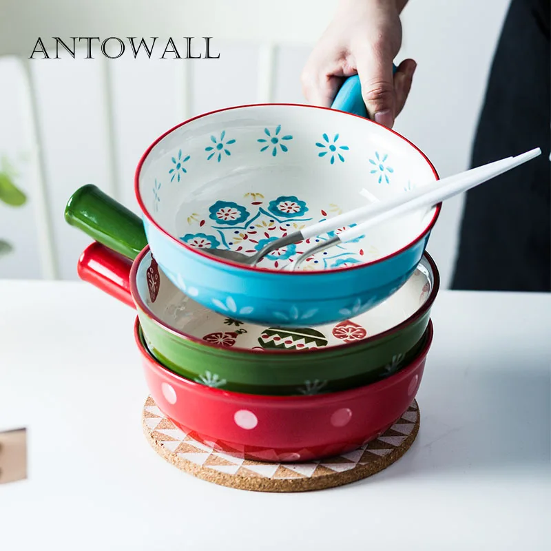 ANTOWALL 8 inch handle risotto rice bowl with handle ceramic baking bowl handpainted fruit salad instant noodle soup bowl
ANTOWALL 8 inch handle risotto rice bowl with handle ceramic baking bowl handpainted fruit salad instant noodle soup bowl