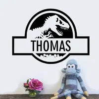 Personalised Jurassic Park Dinosaur Wall Decal Wall Vinyl Sticker Custom Name for boy bedroom Creative Home decoration DIY B617 image