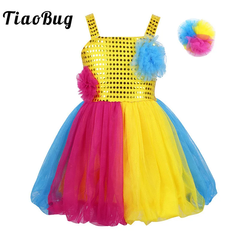 TiaoBug Girls Colorful Sleeveless Sequins Stage Lyrical Dance Costumes Kids Ballet Tutu Mesh Dress Hairclip Set Child Dance Wear
TiaoBug Girls Colorful Sleeveless Sequins Stage Lyrical Dance Costumes Kids Ballet Tutu Mesh Dress Hairclip Set Child Dance Wear