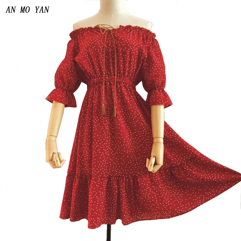 New AN MO YAN 2018 Summer High Quality Women's Red Chiffon Dress Sexy One Shoulder Wave Harajuku Temperament Dresses Clothing
New AN MO YAN 2018 Summer High Quality Women's Red Chiffon Dress Sexy One Shoulder Wave Harajuku Temperament Dresses Clothing