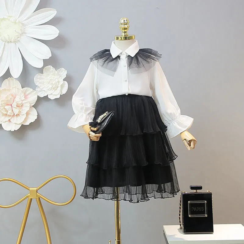 Children's clothes 2019 Early Spring New Girl Contrast Lotus Leaf Collar Shirt Layered Mesh Skirt Two-piece Set
Children's clothes 2019 Early Spring New Girl Contrast Lotus Leaf Collar Shirt Layered Mesh Skirt Two-piece Set