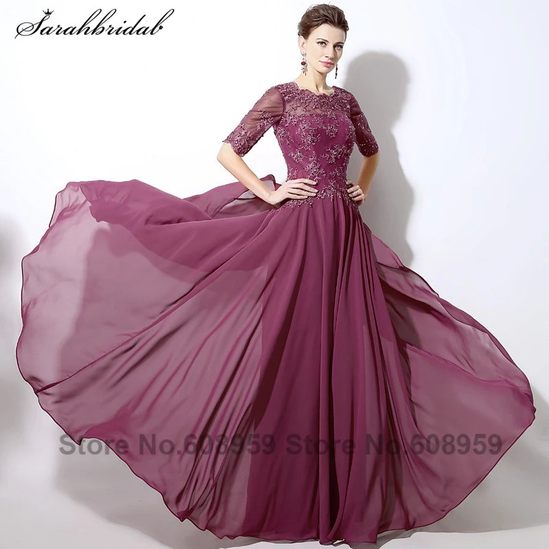New Half Sleeve Mother of the Bride Dresses Sheer Beads Sequins Lace Chiffon Evening Gowns Robe De Soiree Longue SLD321
New Half Sleeve Mother of the Bride Dresses Sheer Beads Sequins Lace Chiffon Evening Gowns Robe De Soiree Longue SLD321