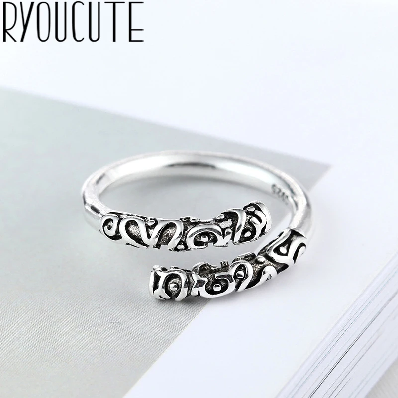 Фото Большое женское кольцо в стиле ретро открытое серебряное ювелирное изделие панк