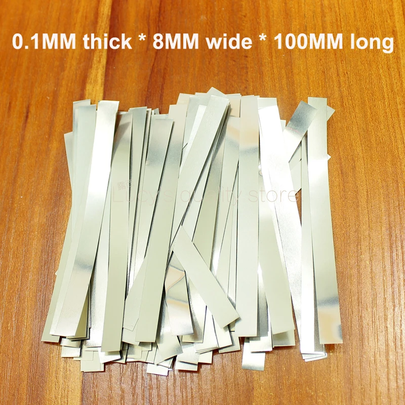 100g/bag 18650 battery high quality nickel-plated steel connector spot weldable nickel sheet 0.1MM thick * 8MM wide
100g/bag 18650 battery high quality nickel-plated steel connector spot weldable nickel sheet 0.1MM thick * 8MM wide