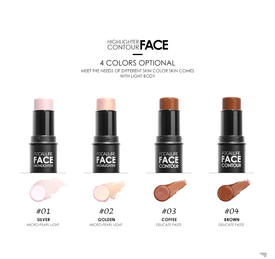 FOCALLURE Highlighter Pen Face Concealer Contouring Bronzer Brighten 3D Contour Makeup Glow Highlighter Stick FOCALLURE Highlighter Pen Face Concealer Contouring Bronzer Brighten 3D Contour Makeup Glow Highlighter Stick