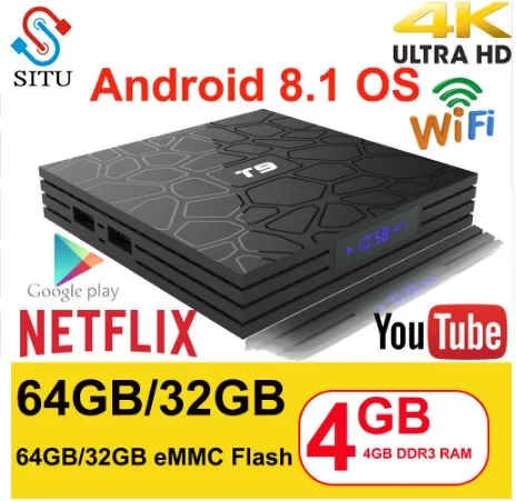 

Android 8.1 TV Box VONTAR T9 4GB RAM 32GB/64GB Rockchip RK3328 1080P H.265 4K Google Player Store Netflix Youtube TVBOX pk Mi