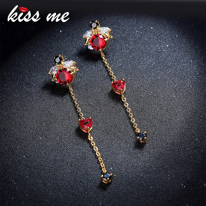 KISS ME Red Zircon Copper Bee Long Dangle Earrings New Design Wedding Korean Earrings Fashion Accessories
KISS ME Red Zircon Copper Bee Long Dangle Earrings New Design Wedding Korean Earrings Fashion Accessories