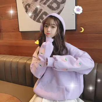 Harajuku Fashion Hoodies Women Cute Strawberry Embroidery Hoodies Loose Hooded Sweatshirt Bat Sleeve Plus Velvet Pullovers
Harajuku Fashion Hoodies Women Cute Strawberry Embroidery Hoodies Loose Hooded Sweatshirt Bat Sleeve Plus Velvet Pullovers