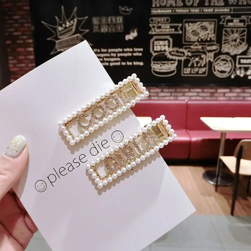 Cute Girls Hair Accessories Hairpin Hollowed Small Beads Rectangular Hair Clips Sweet English Letter-studded Artificial Pearl
Cute Girls Hair Accessories Hairpin Hollowed Small Beads Rectangular Hair Clips Sweet English Letter-studded Artificial Pearl