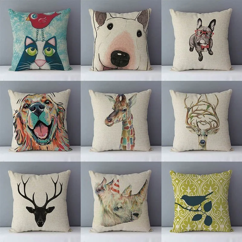 Selected couch seat back cushion home decorative pillows cotton linen 45x45cm Vintage birds dogs Simply pastoral animals printed
Selected couch seat back cushion home decorative pillows cotton linen 45x45cm Vintage birds dogs Simply pastoral animals printed