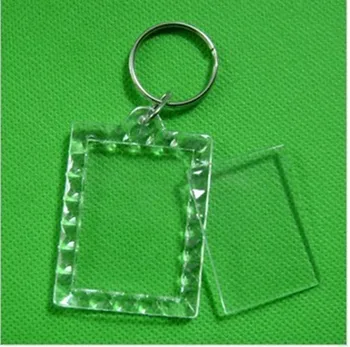 

170pcs Blank Acrylic Rectangle Keychains Insert Photo Keyrings (Key ring chain)1.5"x 1.9",plastic photo frame keychain