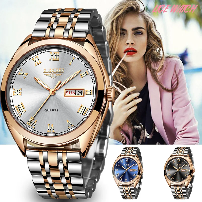 LIGE Women Watch Mens Watcesh Top Brand Luxury Waterproof Gold Quartz Watch Ladies Stainless Steel Date Clock Relogio Masculino 
LIGE Women Watch Mens Watcesh Top Brand Luxury Waterproof Gold Quartz Watch Ladies Stainless Steel Date Clock Relogio Masculino