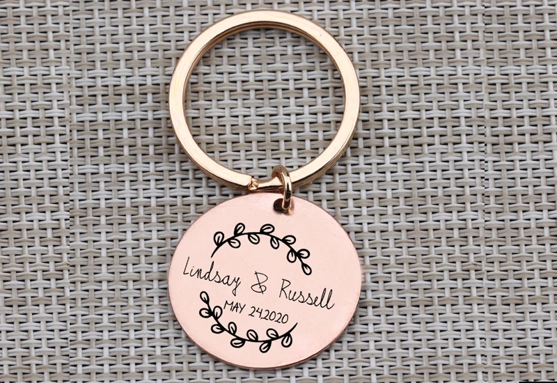 couple love anniversary key chain hand stamped