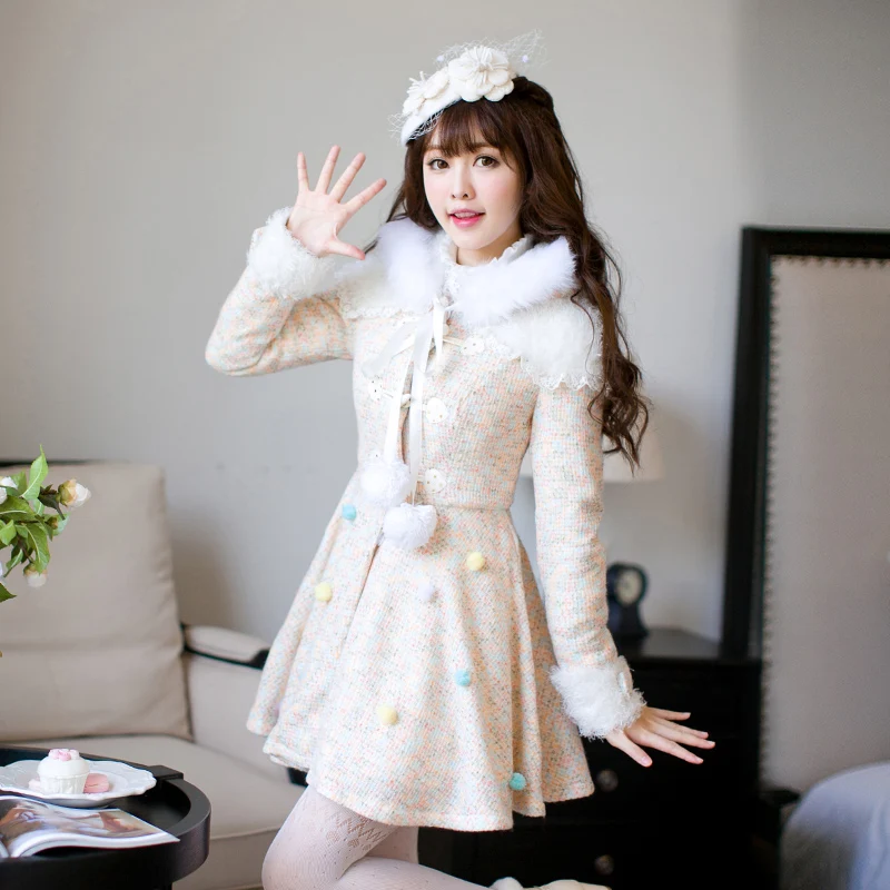 Princess sweet lolita dress Original autumn and winter sweet lace self cultivation horn collar knitted dress C22CD7216
Princess sweet lolita dress Original autumn and winter sweet lace self cultivation horn collar knitted dress C22CD7216