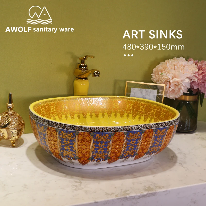 Art Bathroom Sinks Ceramic Vessel For Bathroom Or Balcony Washing Basin Bowl Oval Use Lavatory Sink Bright Yellow AM846
Art Bathroom Sinks Ceramic Vessel For Bathroom Or Balcony Washing Basin Bowl Oval Use Lavatory Sink Bright Yellow AM846