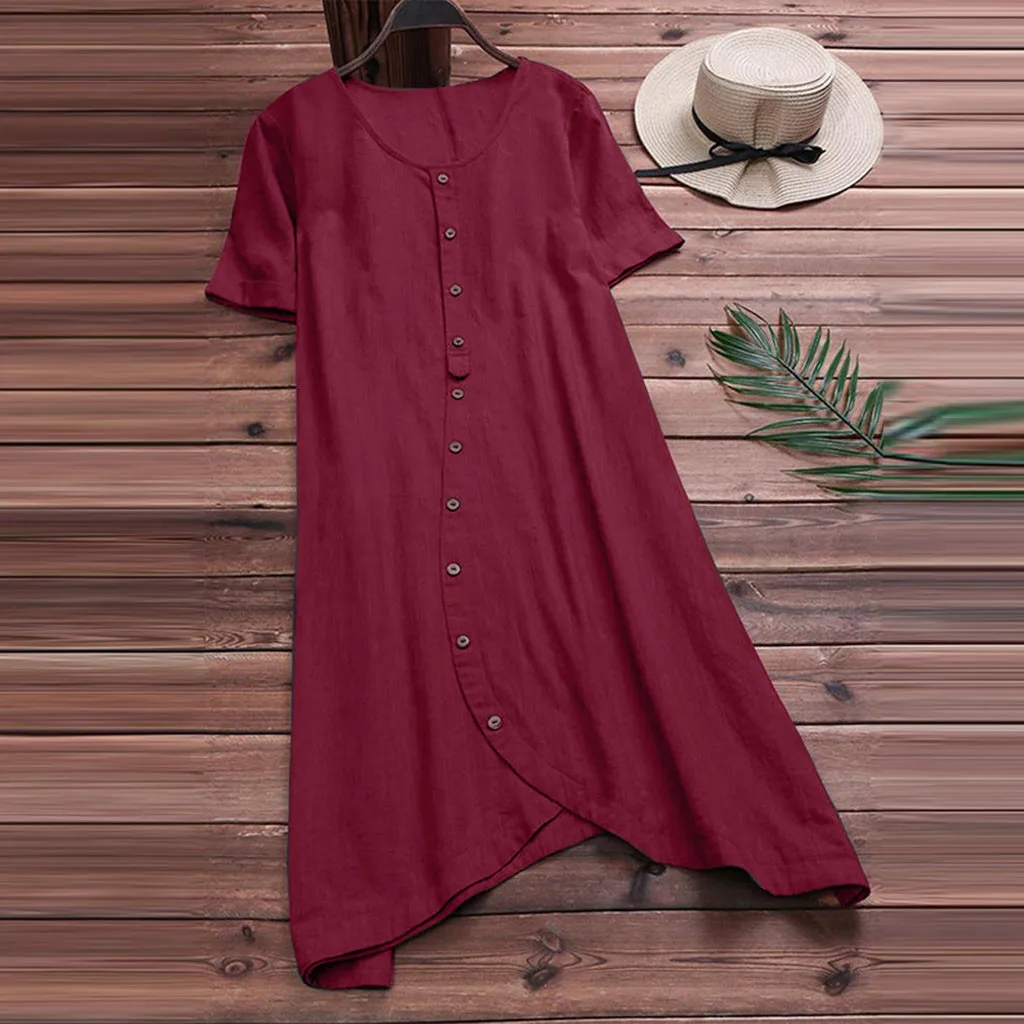 Blouse Women Casual Irregular Blouses Button Short Sleeve Mid-length Shirt Linen Top Camisas Mujer Blusas Femininas Woman Blouse
Blouse Women Casual Irregular Blouses Button Short Sleeve Mid-length Shirt Linen Top Camisas Mujer Blusas Femininas Woman Blouse