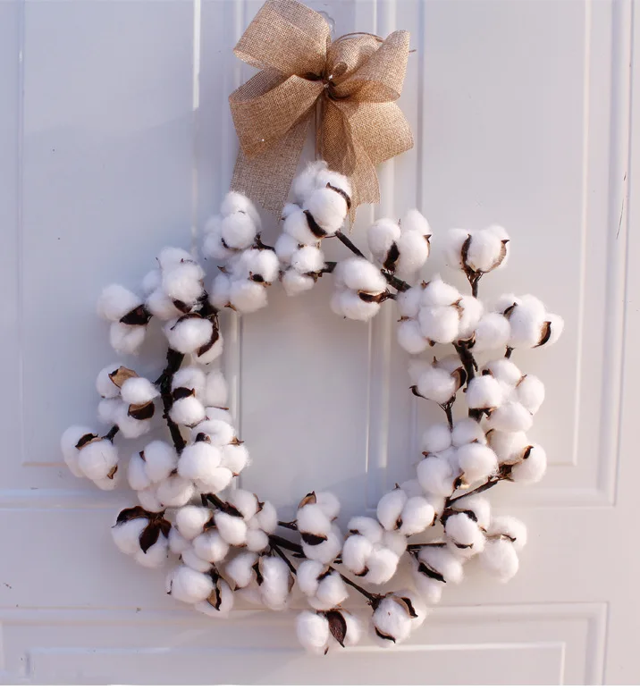 American Style 35cm Simulation Cotton Wreath Wall Hanging Garland