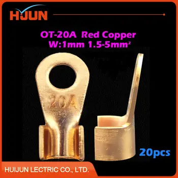 

20pcs/lot OT-20A 6.2mm Dia Red Copper Circular Splice Crimp Terminal Wire Naked Connector for 1.5-5 Square Cable Free Shipping